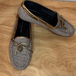 Kurt Geiger Beige, Bronze Houndstooth Eagle Loafers
